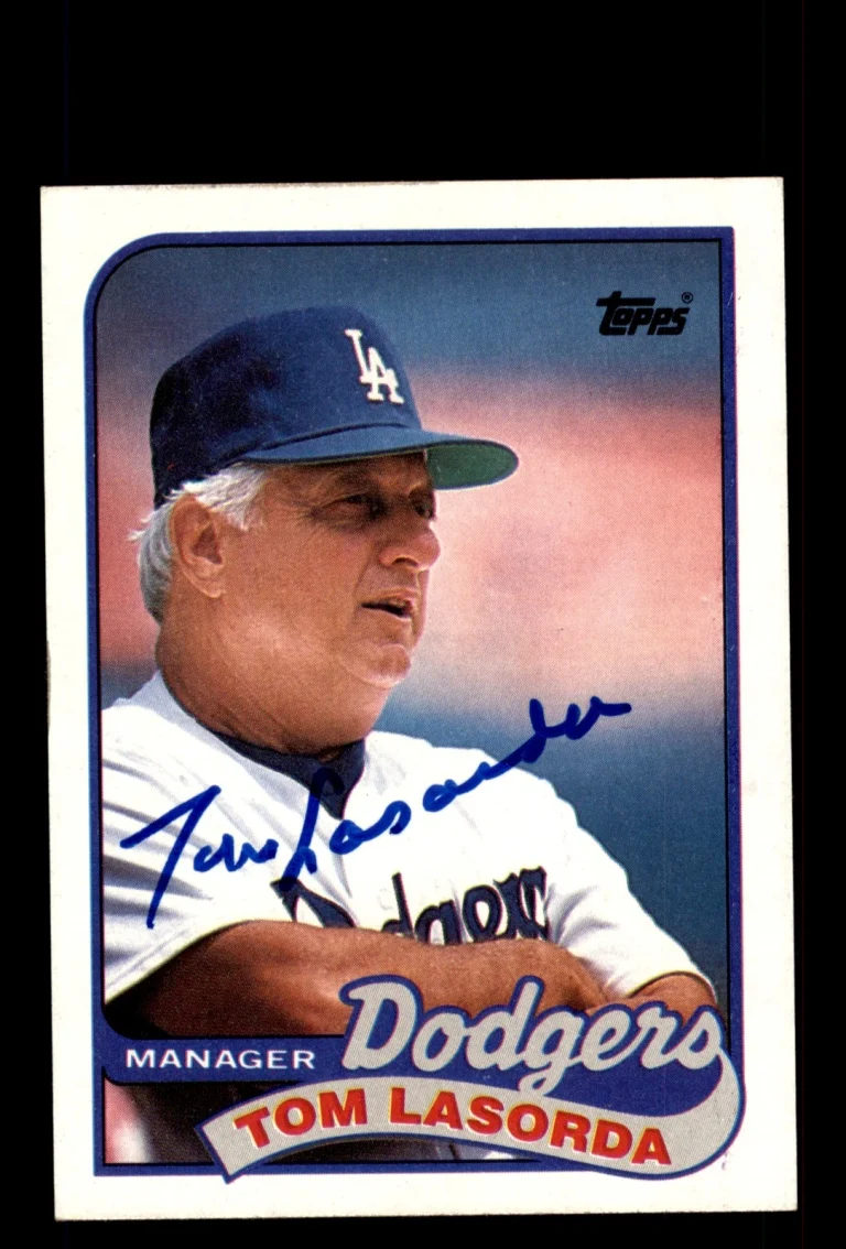 Signed Baseball Card Auto Tom Lasorda 1989 Topps #254 Los Angeles Dodgers