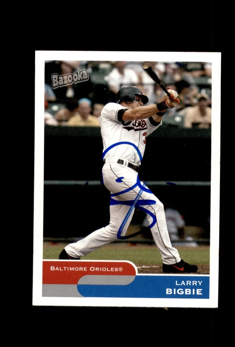 Signed Baseball Card Auto Larry Bigbie 2004 Bazooka Mini #270 Orioles