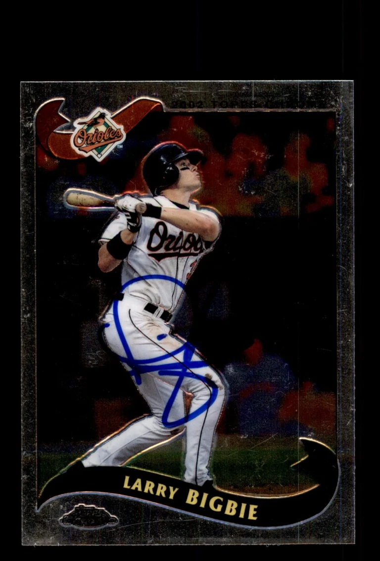 Signed Baseball Card Auto Larry Bigbie 2002 Topps Chrome #368 Baltimore Orioles