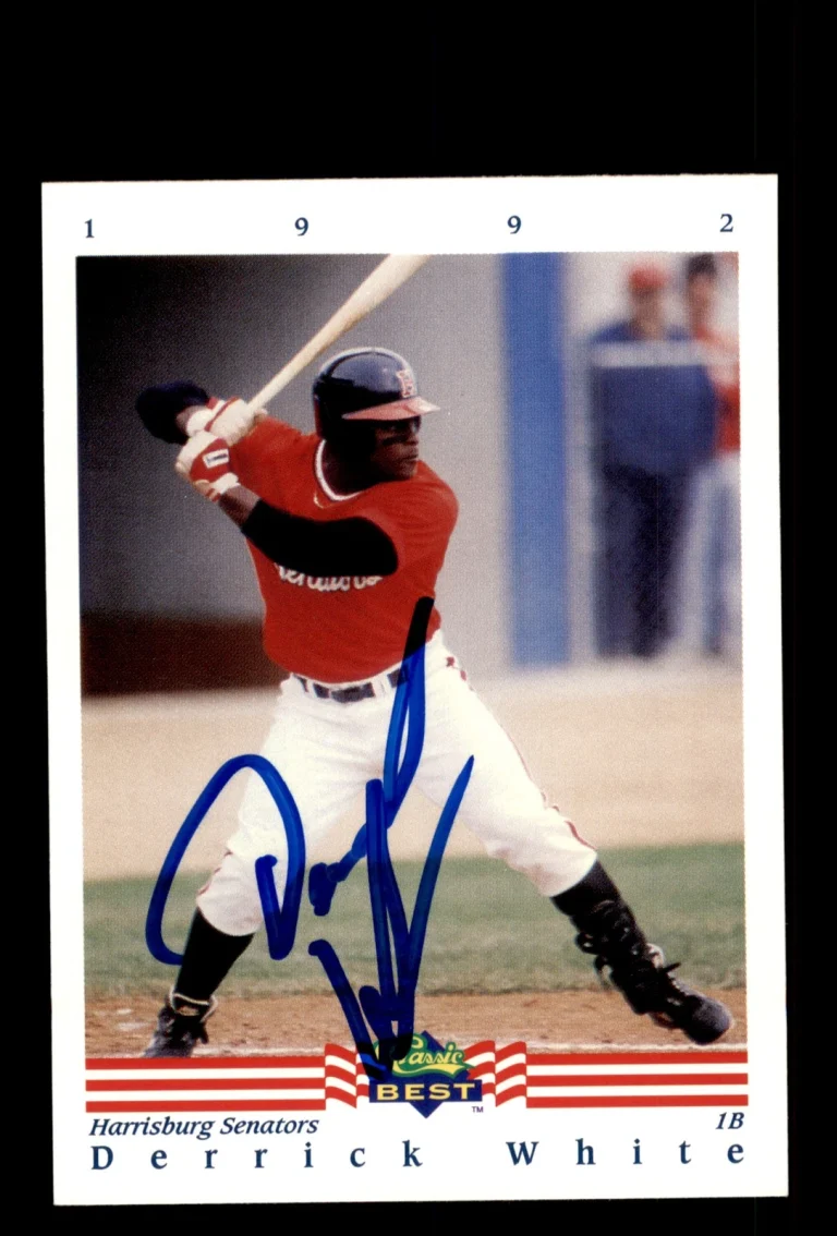Signed Baseball Card Auto Derrick White 1992 Classic Best #128 Senators