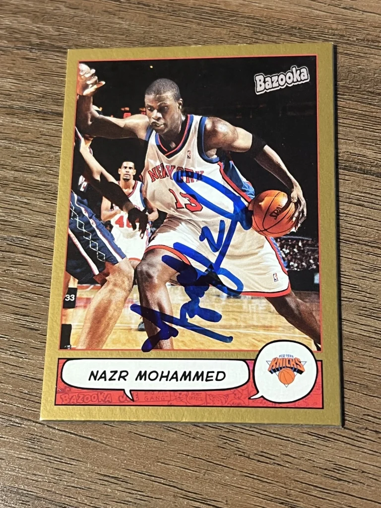 Signed Basketball Card Auto Nazr Mohammed 2004-05 Bazooka Gold #152 Knicks