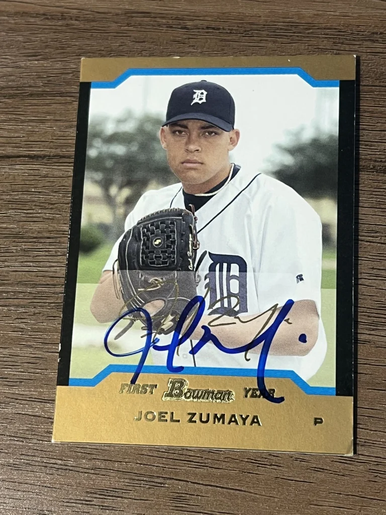 Signed Baseball Card Auto Joel Zumaya 2004 Bowman Gold #184 Detroit Tigers