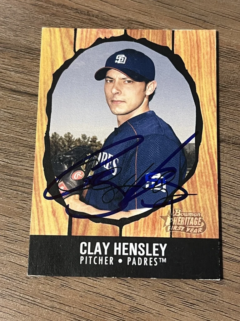 Signed Baseball Card Auto Clay Hensley 2003 Bowman Heritage #229 Padres Thick