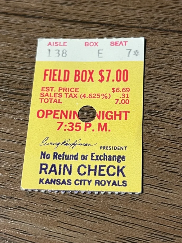 VTG Baseball Ticket Kansas City Royals 1981 OPENING DAY (1st HOME GAME) 4/14