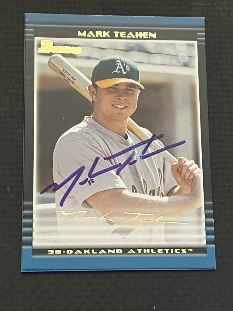 Signed Baseball Card Auto Mark Teahen 2002 Bowman #BDP39 A's Thick