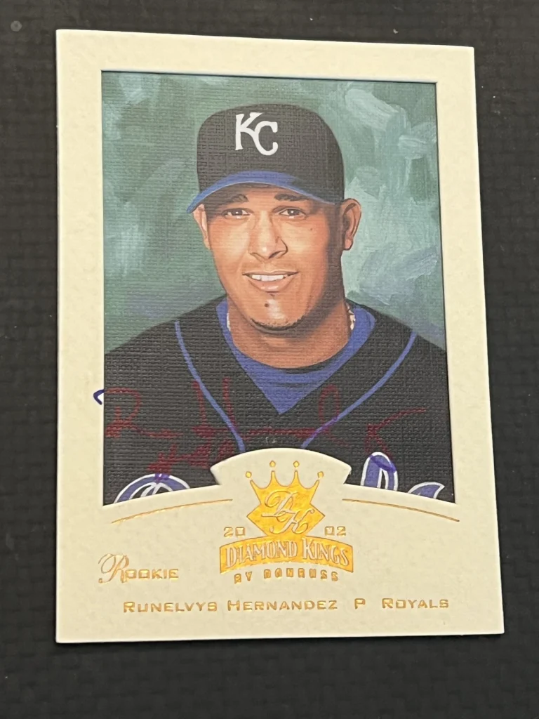 Signed Baseball Card Auto Runelvys Hernandez 2002 Donruss Diamond Kings #156
