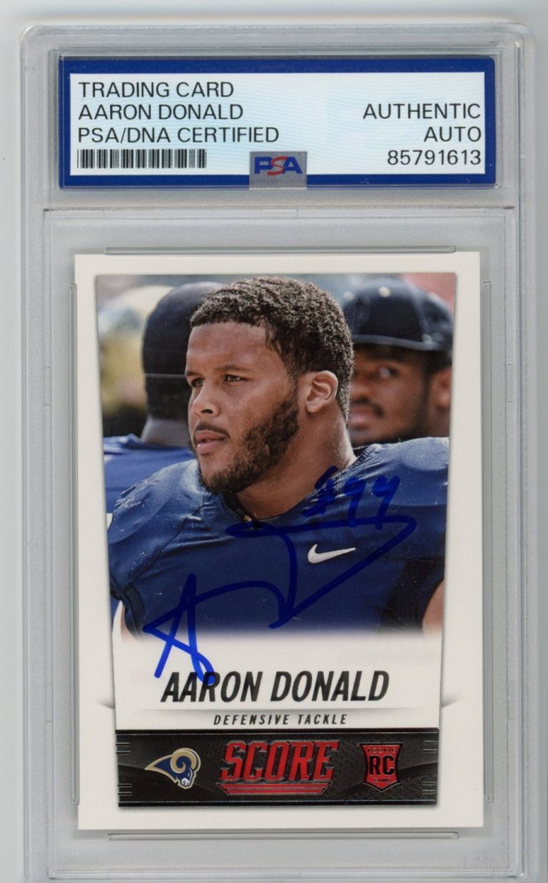 Signed Football Card Auto Aaron Donald 2014 Score #332 St. Louis Rams PSA/DNA