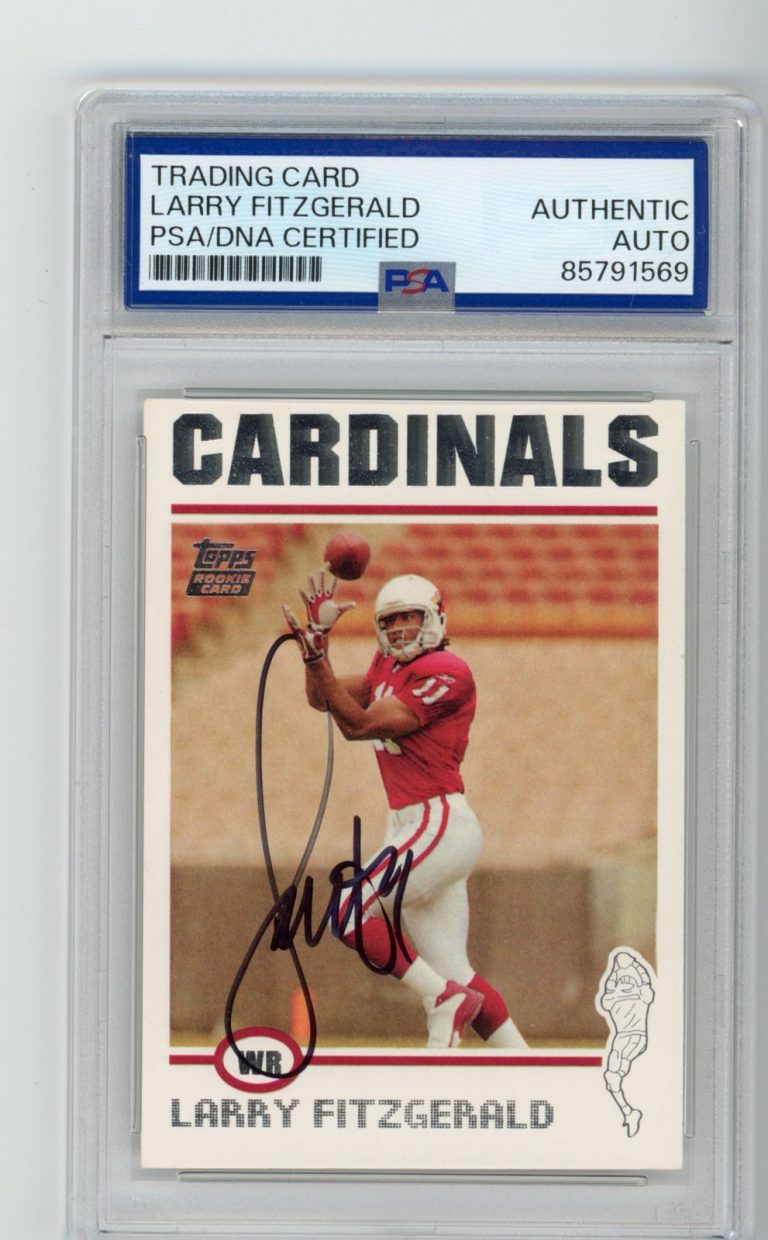 Signed Football Card Auto Larry Fitzgerald 2004 Topps #360 Cardinals RC PSA/DNA