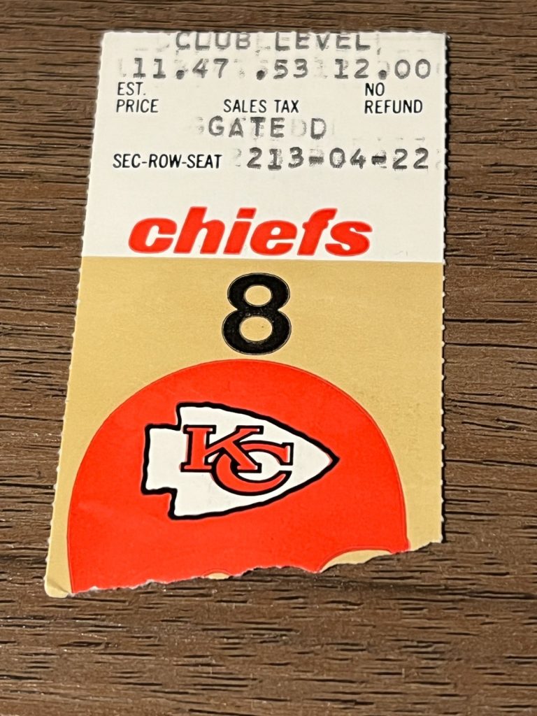 VTG FOOTBALL TICKET STUB NFL KANSAS CITY CHIEFS V. BALTIMORE COLTS 11/2 1980