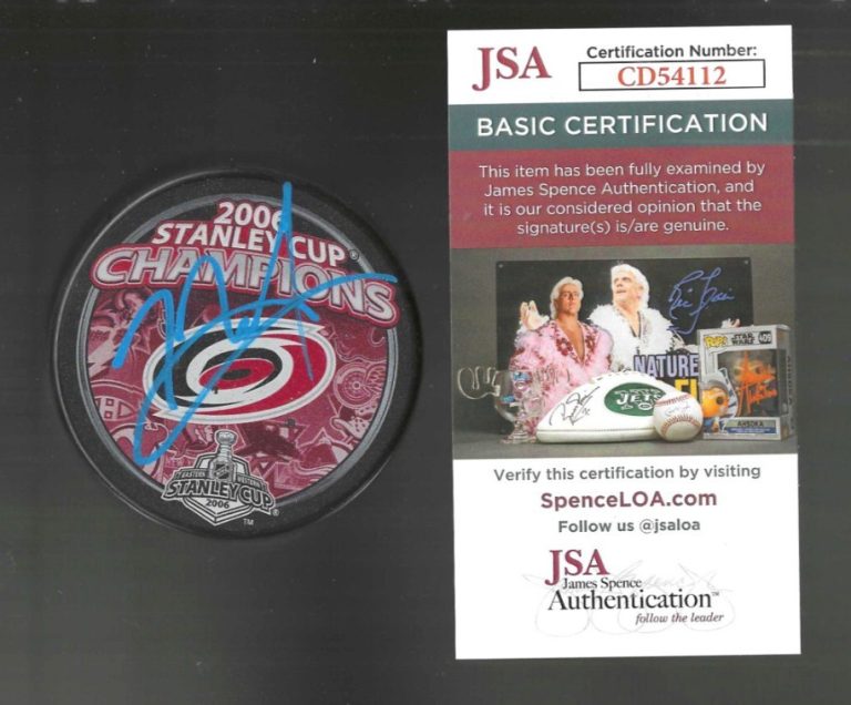 Rod Brind'Amour Signed Carolina Hurricanes 2006 Stanley Cup Champs Puck JSA COA