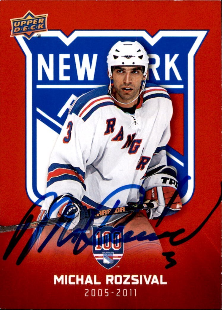 Michal Rozsival Signed 2025/26 Upper Deck New York Rangers Centennial Red Card