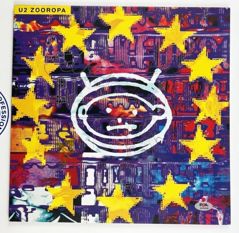 The Edge Adam Clayton Bono Signed U2 Vinyl Cover PSA Authenti Autograph Zootopia