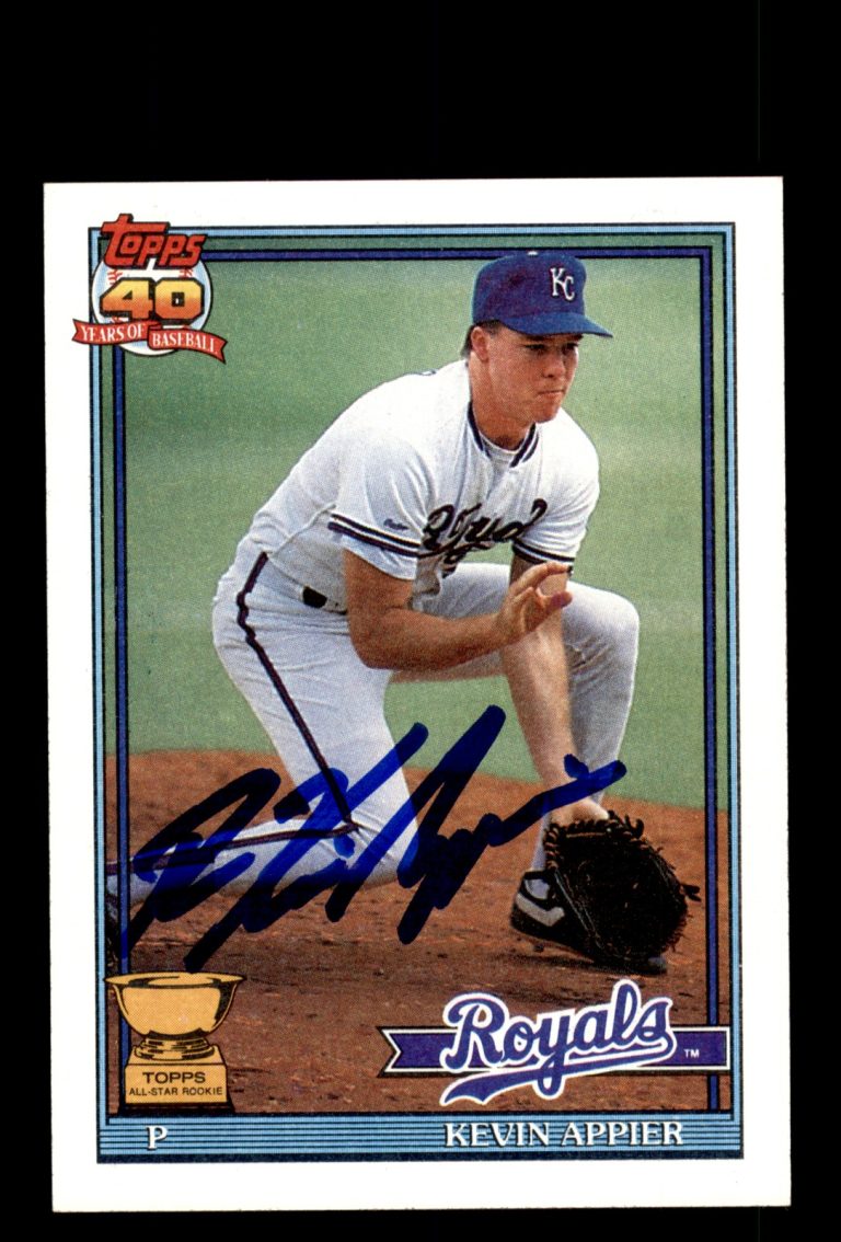 Signed Baseball Card Auto Kevin Appier 1991 Topps #454 Kansas City Royals