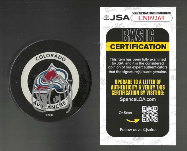 Theo Fleury Signed Colorado Avalanche Official Game Puck JSA COA
