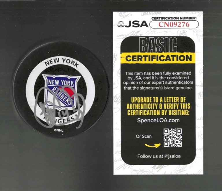 Theo Fleury Signed New York Rangers 2000 Official Game Puck JSA COA