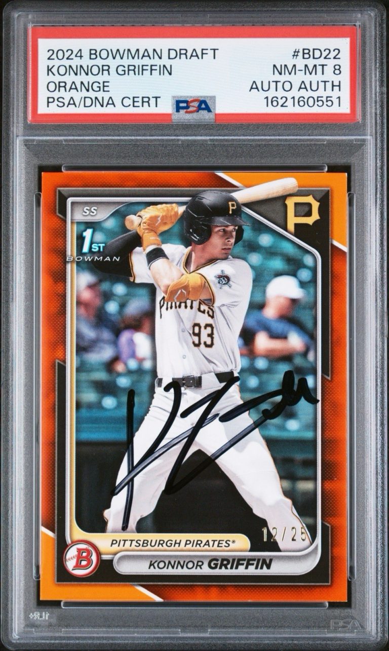 2024 Bowman Draft Konnor Griffin #BD-22 Orange Auto /25 PSA 8 Pittsburgh Pirates