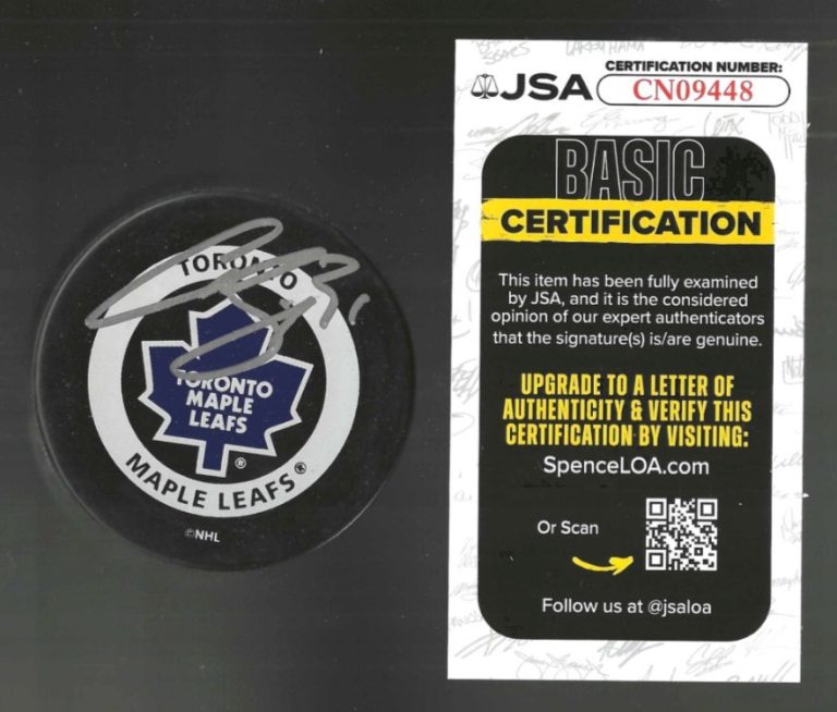 Curtis Joseph Signed Toronto Maple Leafs 2000 Style Official Game Puck JSA COA