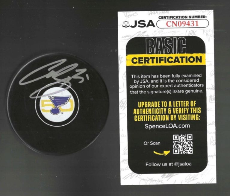 Curtis Joseph Signed St Louis Blues 50th Anniversary Puck JSA COA