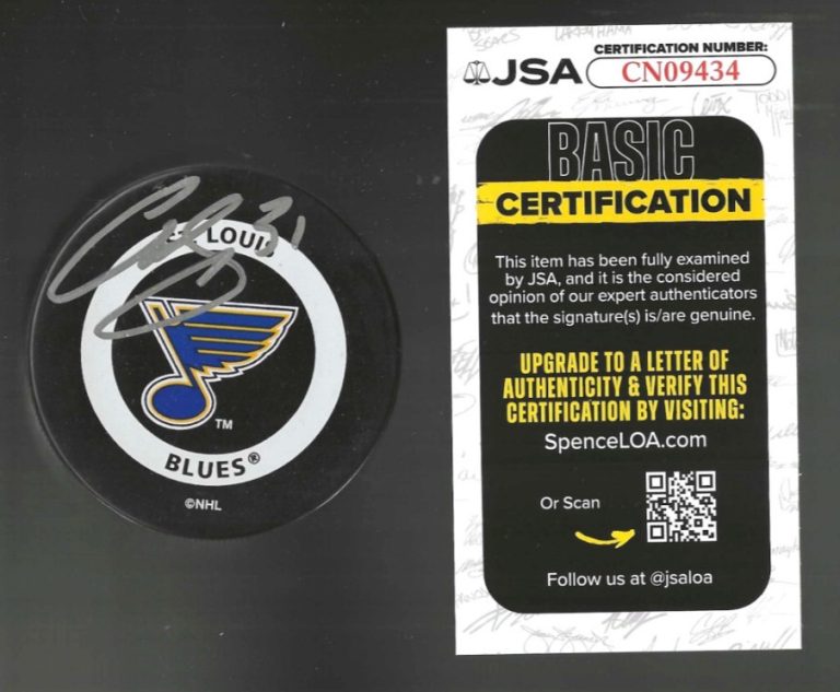 Curtis Joseph Signed St Louis Blues Official Game Puck #1 JSA COA
