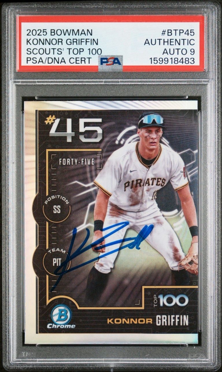 2025 BOWMAN SCOUTS' TOP 100 #BTP45 KONNOR GRIFFIN AUTO PSA 9 Pittsburgh Pirates