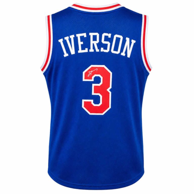 Allen Iverson (76ers) Signed Royal Blue Custom Basketball Jersey - (SCHWARTZ ...