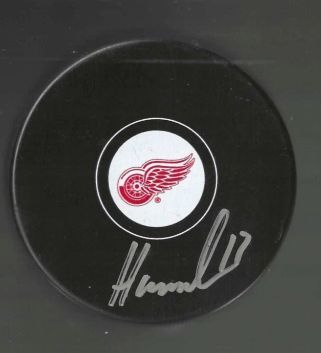 Filip Hronek Signed Detroit Red Wings Large Logo Puck