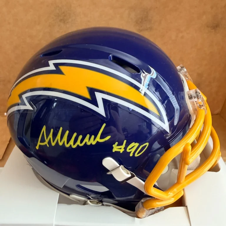 AKHEEM MESIDOR SAN DIEGO CHARGERS SIGNED THROWBACK MINI HELMET JSA AUTH