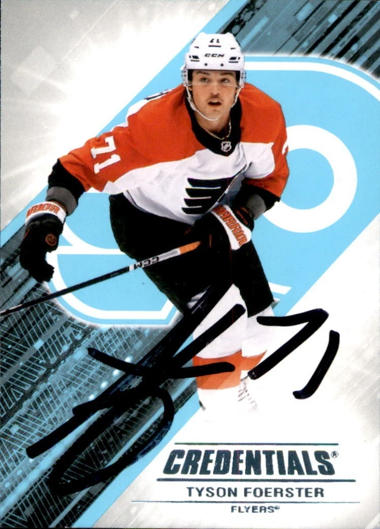 Tyson Foerster Signed 2024/25 Upper Deck Credentials Philadelphia Flyers Card 91