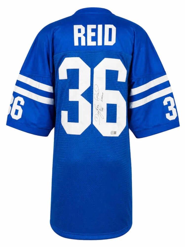 Dexter Reid (COLTS) Signed Blue Custom Football Jersey w/2 Time - (SCHWARTZ COA)