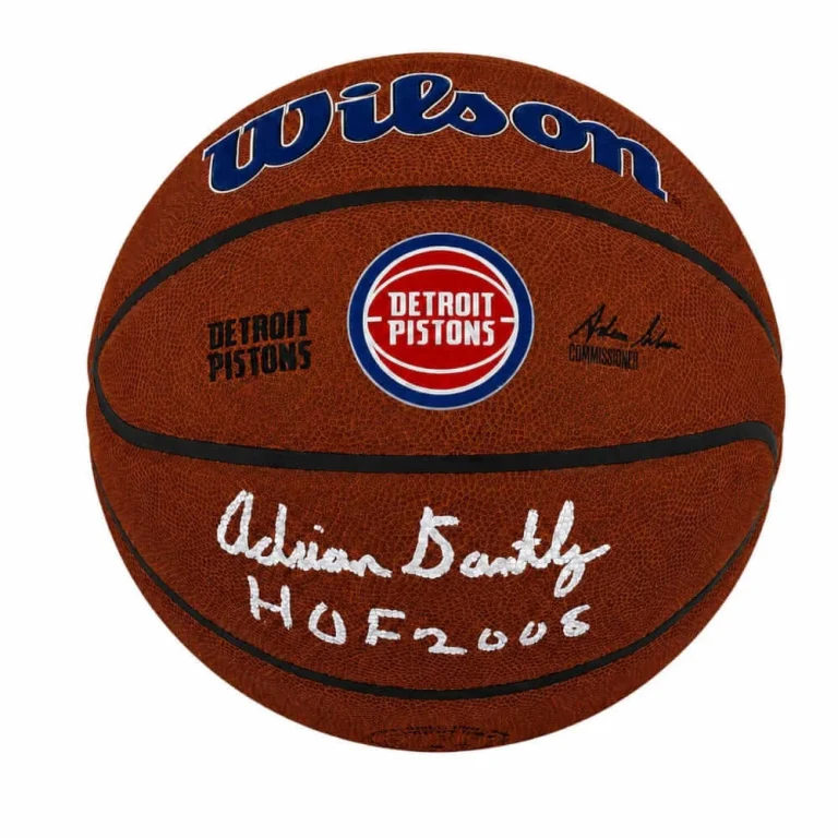 Adrian Dantley Signed Pistons Logo Wilson Alliance NBA Basketball w/HOF (SS COA)