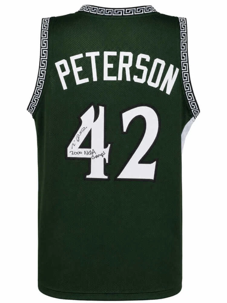Morris Peterson Signed Green Custom College Basketball Jersey w/Champs -(SS COA)