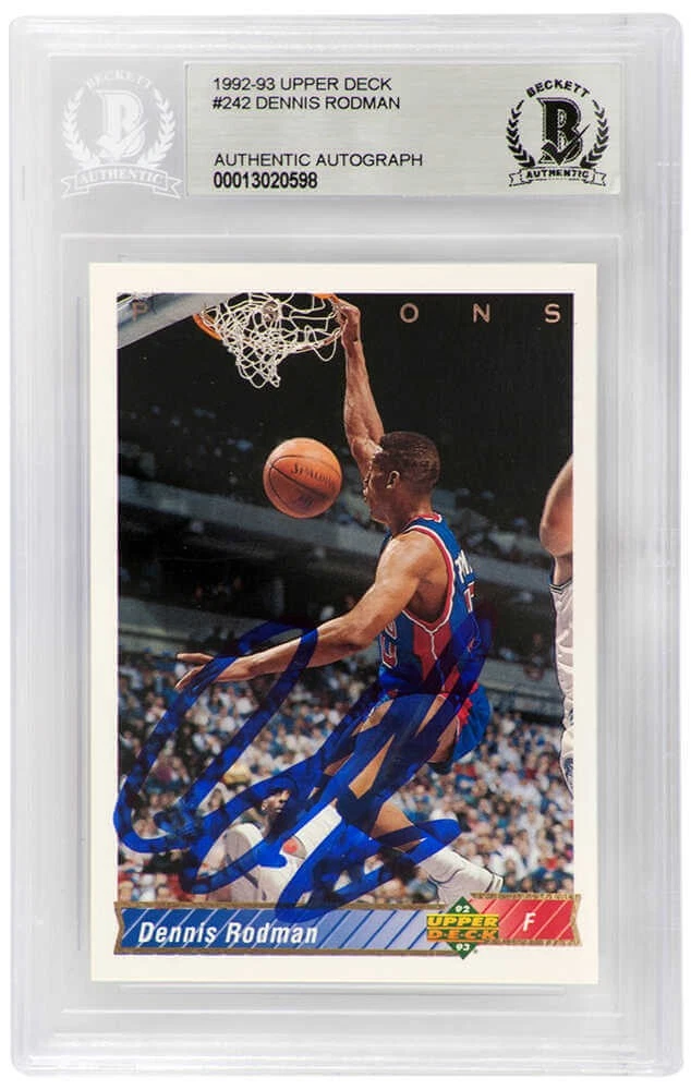 Dennis Rodman Signed Pistons 1992-93 Upper Deck Basketball Card #242 -(Beckett)