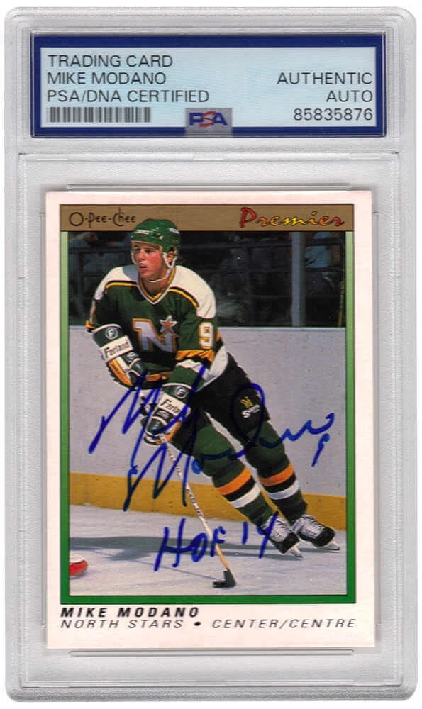 Mike Modano Signed North Stars 1990-91 OPC Premier RC Card #74 w/HOF'14 -PSA/DNA