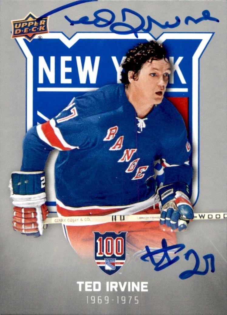 Ted Irvine Signed 2025/26 Upper Deck New York Rangers Centennial Card #15