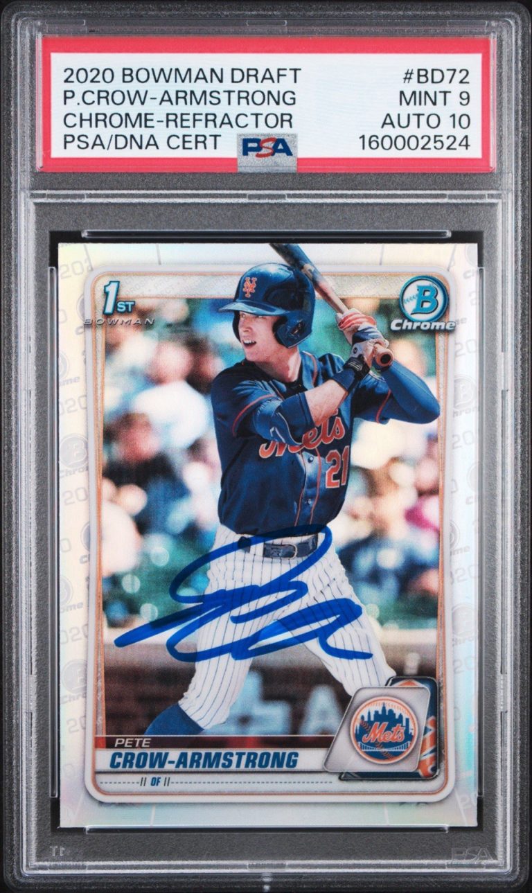 2020 Bowman Draft Pete Crow Armstrong Refractor Auto #BD72 PSA 9/10 Chicago Cubs