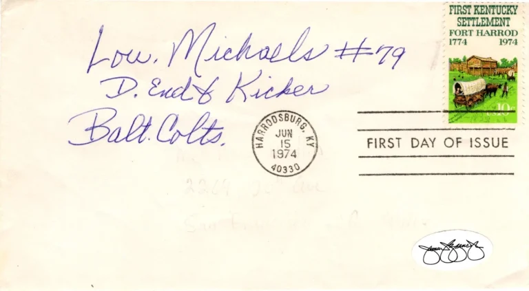 Lou Michaels Kentucky Wildcats HOF Los Angeles Rams Signed Autograph JSA