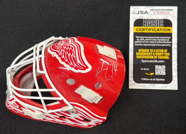 Manny Legace Signed Detroit Red Wings Mini Goalie Mask JSA COA