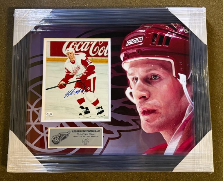 Vladimir Konstantinov Signed Framed Photo Display Detroit Red Wings JSA COA