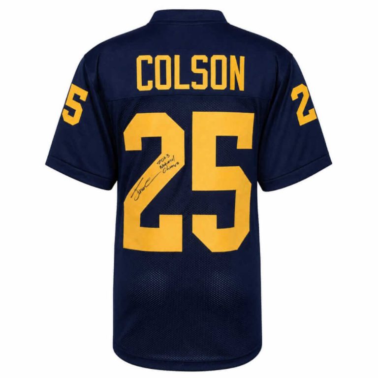 Junior Colson Signed Navy Custom College Football Jersey w/Champs (SCHWARTZ COA)