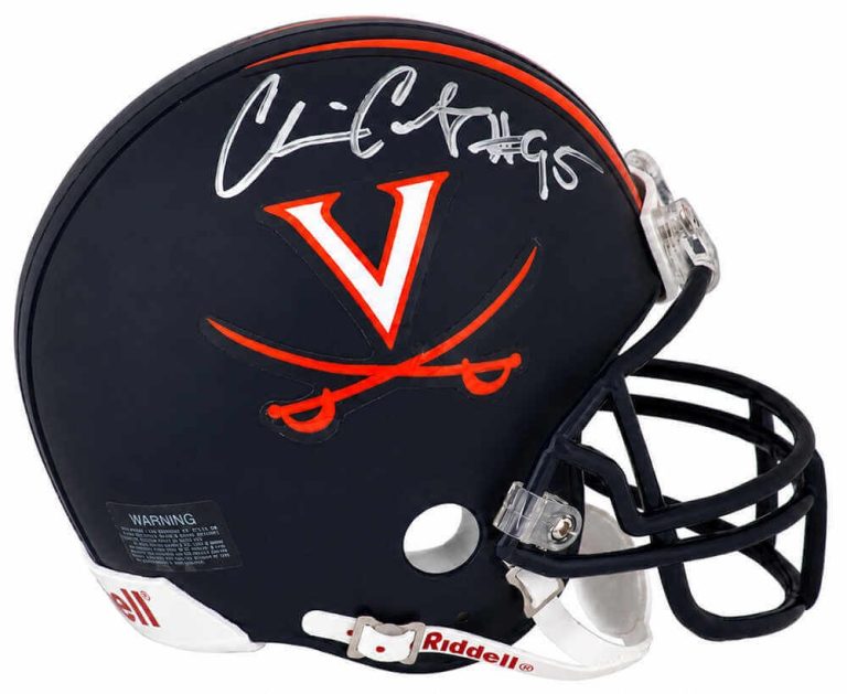 Chris Canty Signed Virginia Cavaliers Riddell (VSR4) Mini Helmet -(SCHWARTZ COA)