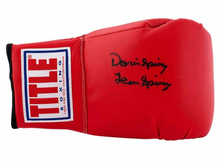 Dorin Spivey Signed Title Red Boxing Glove w/Team Spivey - (SCHWARTZ SPORTS COA)
