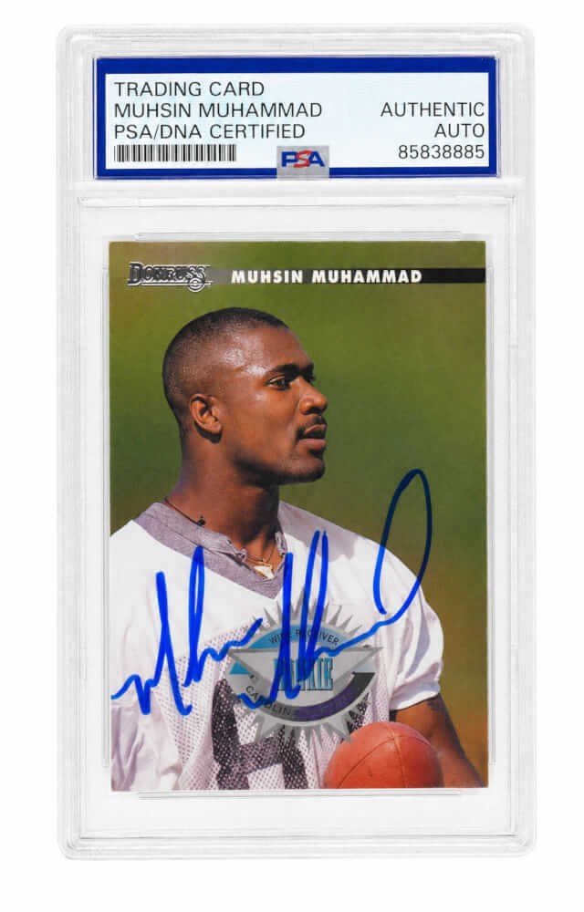 Muhsin Muhammad Signed Panthers 1996 Donruss Rookie Football Card #219 (PSA/DNA)