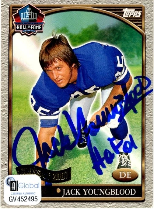 Jack Youngblood 2001 Topps HOF Los Angeles Rams Signed Card Autograph GAI