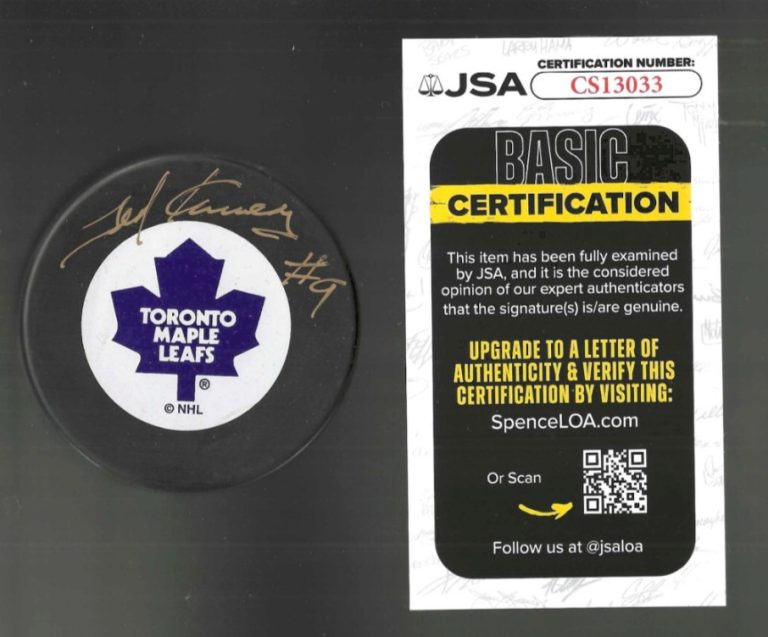 Ted Kennedy Signed Toronto Maple Leafs Trench Puck JSA COA