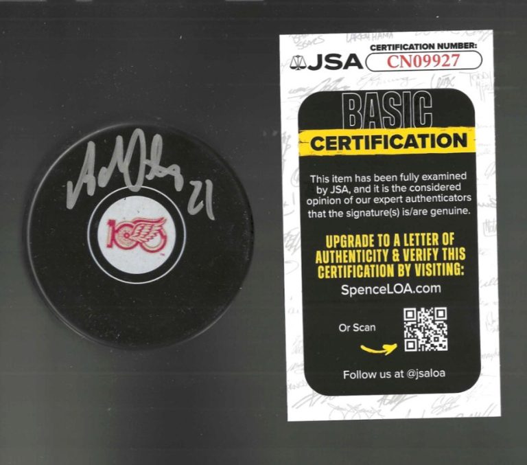 Adam Oates Signed Detroit Red Wings Centennial 100 Puck JSA COA