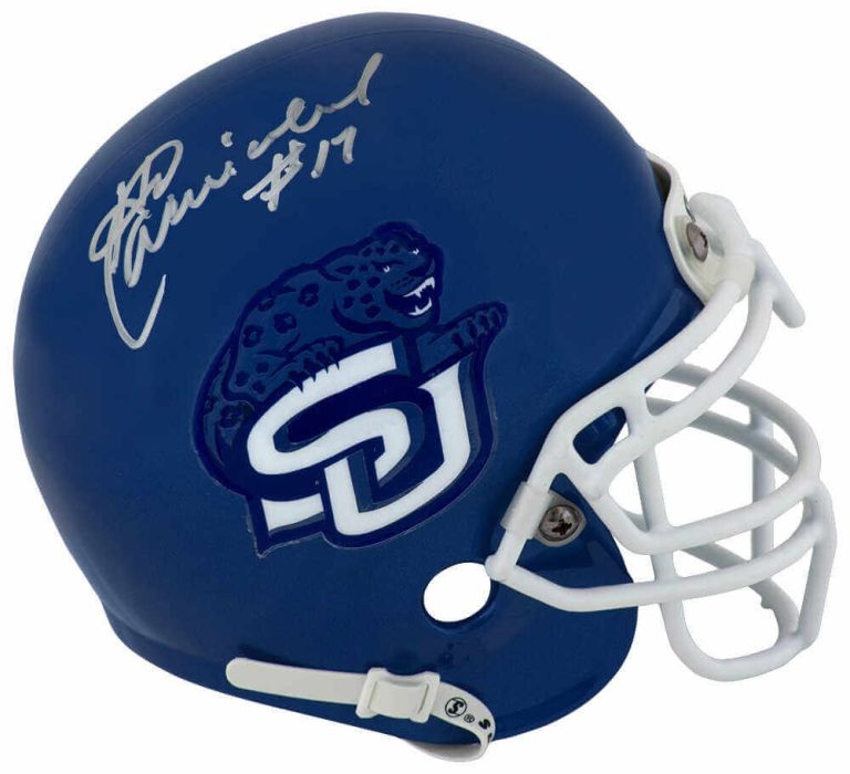 Harold Carmichael Signed Southern University Schutt Mini Helmet - (SCHWARTZ COA)