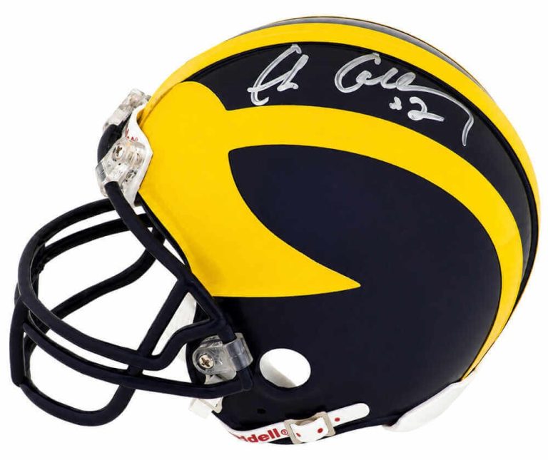 Chris Calloway Signed Michigan Wolverines Riddell VSR4 Mini Helmet -SCHWARTZ COA
