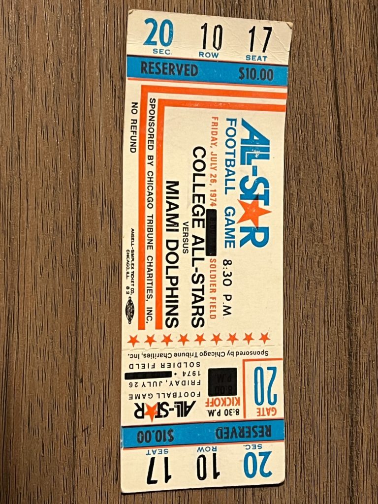 VTG FOOTBALL TICKET COLLEGE ALL-STARS MIAMI DOLPHINS CANCELLED NFL STRIKE