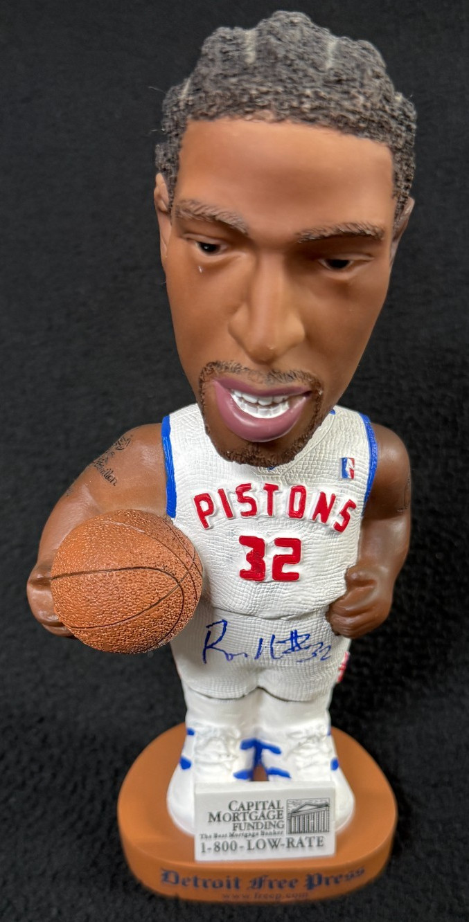 Richard Rip Hamilton Signed Detroit Pistons Free Press SGA Bobblehead Figure JSA