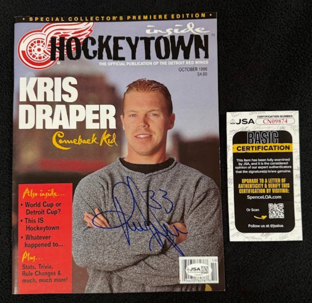 Kris Draper Signed Detroit Red Wings HockeyTown Magazine JSA COA